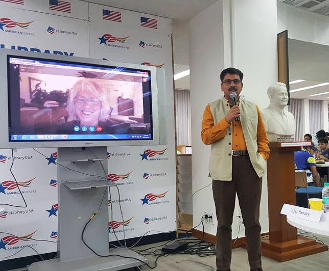 Marly Cornell speaks at American Center New Delhi