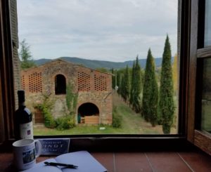 2018 Tuscany Writeaway begins. View out villa window. Photo by Karen Pavlicin-Fragnito