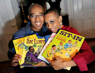 Brian Pinkney and Andrea Davis Pinkney at home in Brooklyn