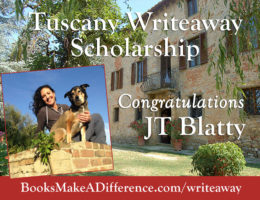 Books Make a Difference, Writeaways, and Elva Resa Publishing has awarded its Tuscany Writeaway Scholarship to JT Jenn Blatty, a military-connected woman writer and photographer from New Orleans.