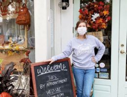 Annie Jones, owner of The Bookshelf, takes health precautions for the customers who come to her Georgia bookstore, including limited hours and mask requirements. Photo courtesy of The Bookshelf.